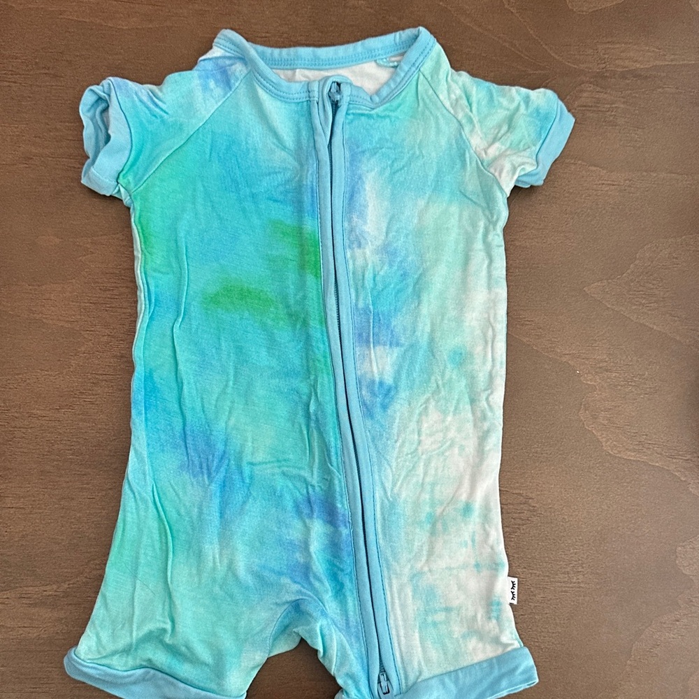 Little Sleepies Blue and Green Tie-Dye Short Sleeve One-Piece